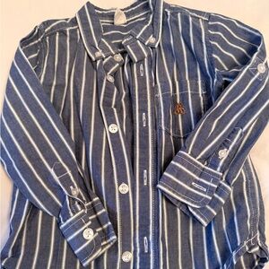 GAP Blue and White Striped Button-Down Shirt